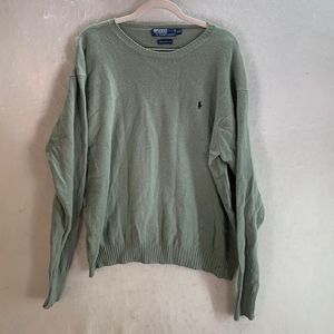 Vintage mens polo Ralph Lauren 100% lambswool v-neck sweater size XXL sage green